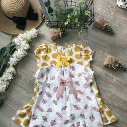 Váy hoa đũi tơ vạt chếch size 4-8  - VD50305